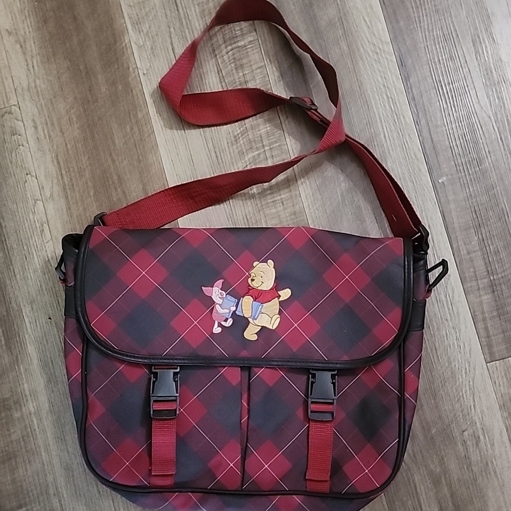 Disney Vintage Winnie the Pooh & Piglet Plaid Messenger Bag Crossbody